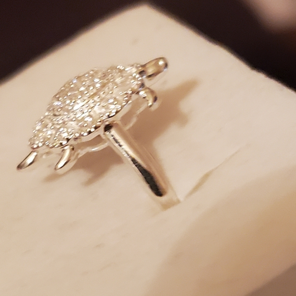 Diamond Sterling Silver Turtle Ring 0.5 ctw - Picture 7 of 10